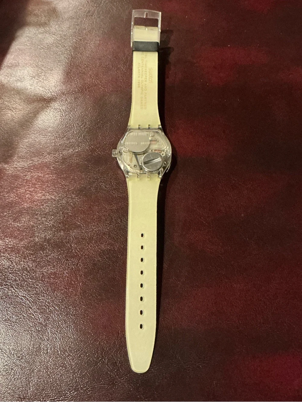 Swatch Red Dial Olympic Tokyo 1964 Musical Alarm Graphic Watch
